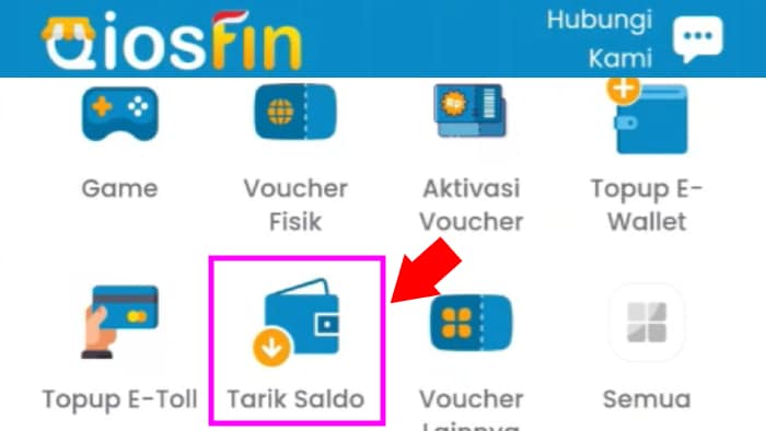 menu tarik saldo di dalam tarik saldo qiosfin