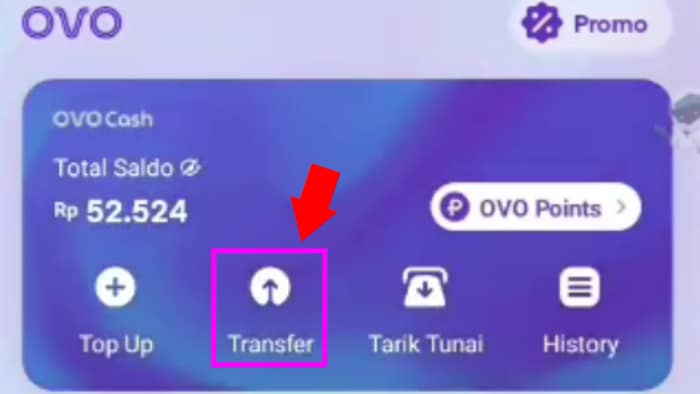 menu transfer ovo untuk transfer ke jenius