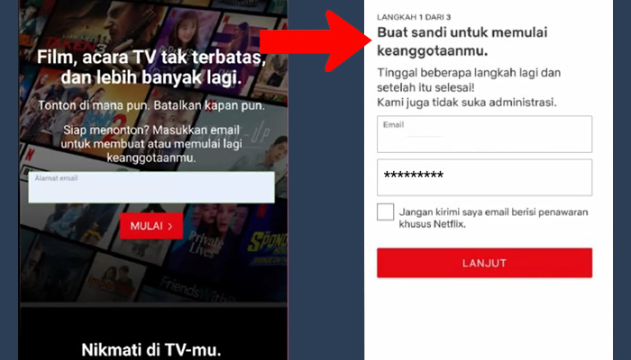 netflix alamat email - kata sandi