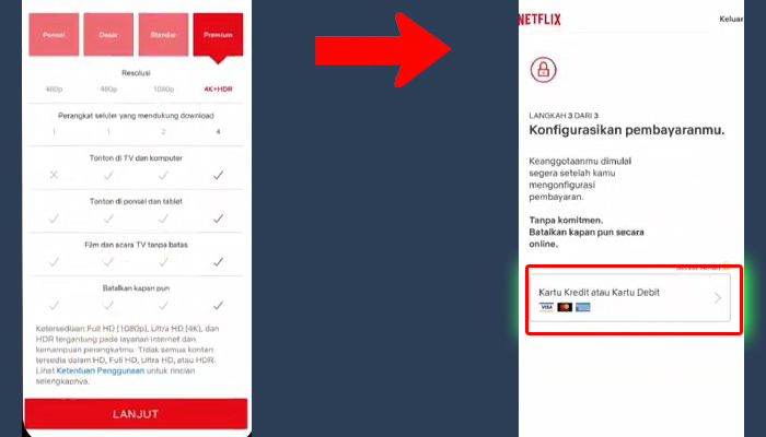 netflix pilih paket - kartu kredit