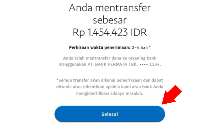 nilai transfer dari paypal ke bank permata