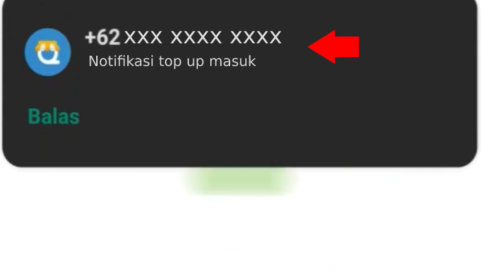 notifikasi top up masuk dari aplikasi qiosfin