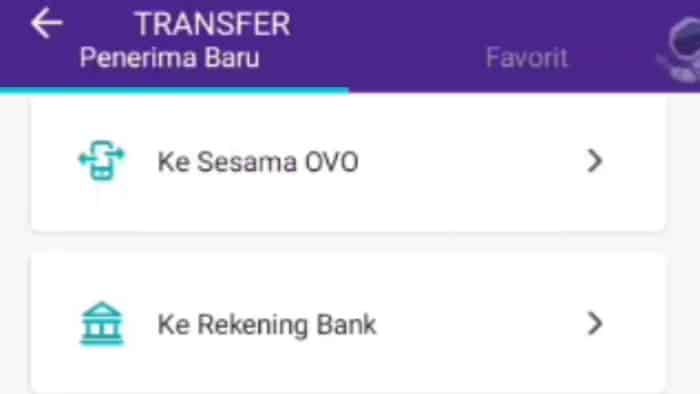 opsi transfer tab penerima baru