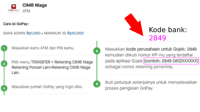 pelajari cara transfer ke ovo dan catat kode bank cimb niaga 2849