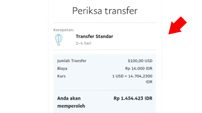 periksa transfer dan kurs 1 usd ke rupiah