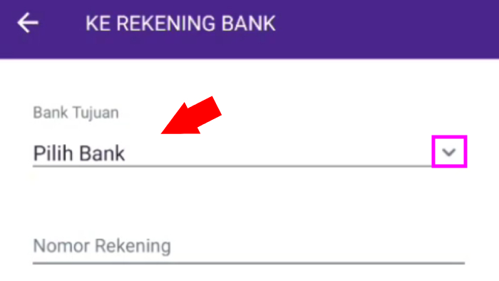 pilih bank dari daftar bank di dalam aplikasi ovo