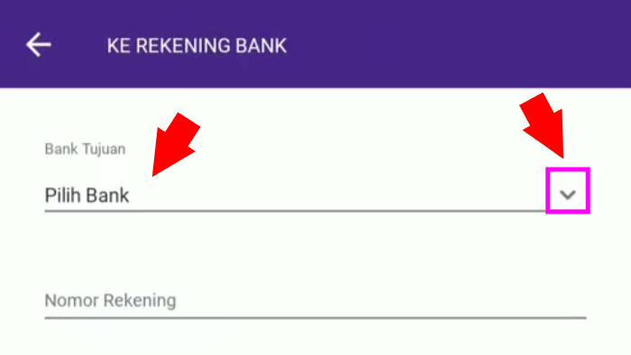 pilih bank dari daftar bank yang ada di ovo