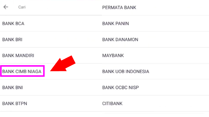 pilih bank yang sama dengan yang kamu pilih di gopay