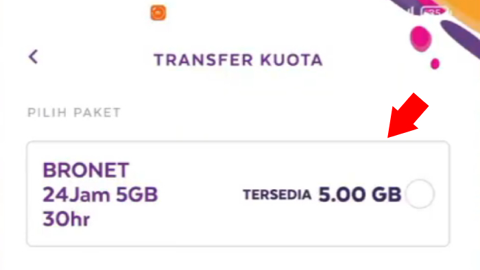 pilih kuota yang ingin dibagi via axisnet