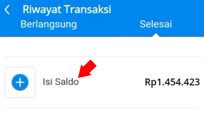 riwayat transaksi pada aplikasi dana