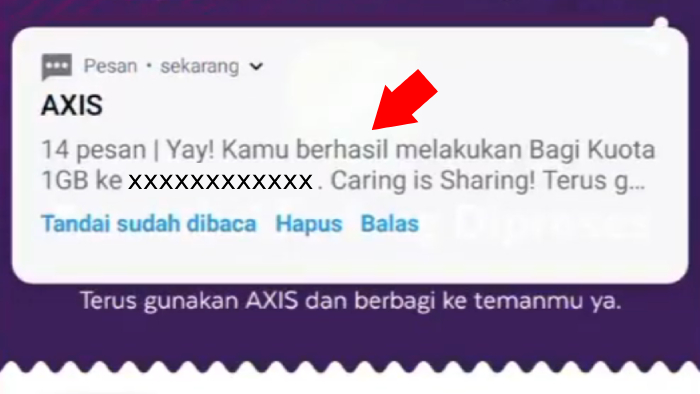 sms transaksi transfer berhasil dari axis via sms