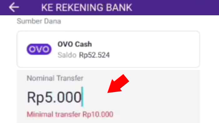 syarat minimal transfer dari ovo ke jenius