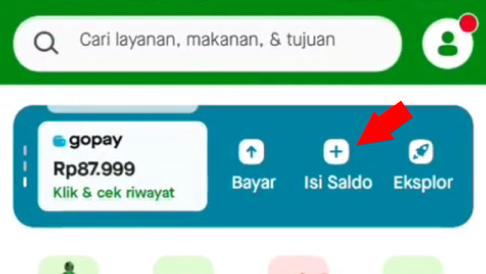 tap menu isi saldo gopay