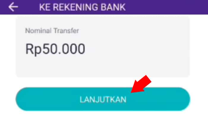 tap tombol untuk lanjutkan transfer dari ovo ke jenius