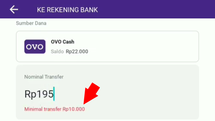 transfer ke rekening bank sumber dana dan nominal transfer ovo