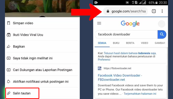 video fb saling tautan - google facebook downloader