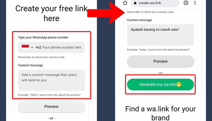 create link wa generate