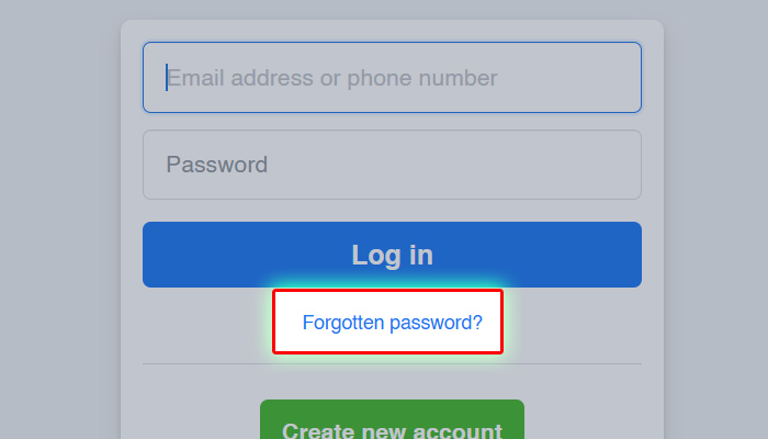 facebook forgotten password