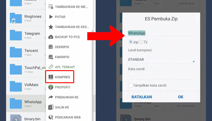 file manager kompres - zip