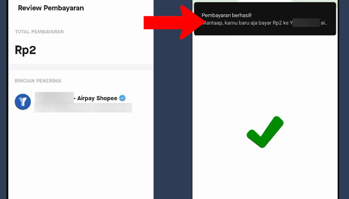 gopay review pembayaran - pembayaran berhasil