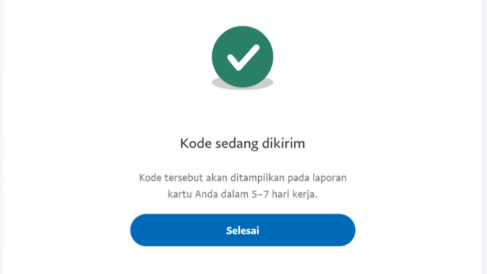 kode sedang dikirim oleh paypal