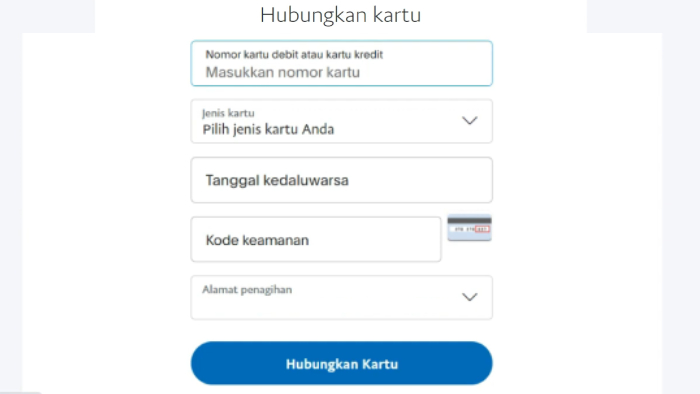 kolom isian untuk menghubungkan kartu bank jago