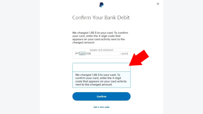 masukan 4 buah digit untuk mengkonfirmasi kartu debit