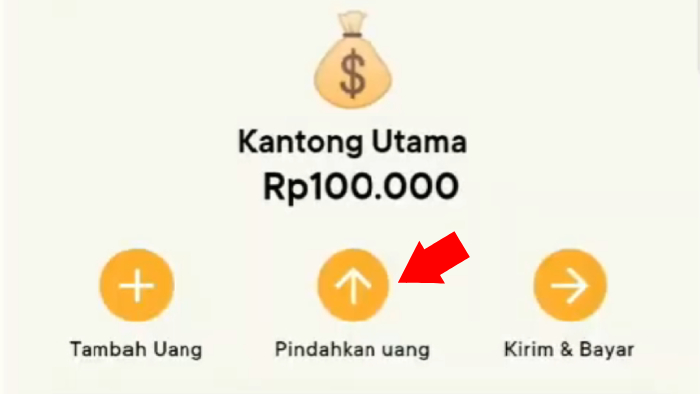 menu pindahkan uang di kantong utama bank jago