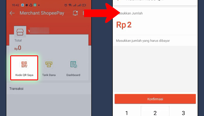 shopeepay kode qr saya - masukkan jumlah