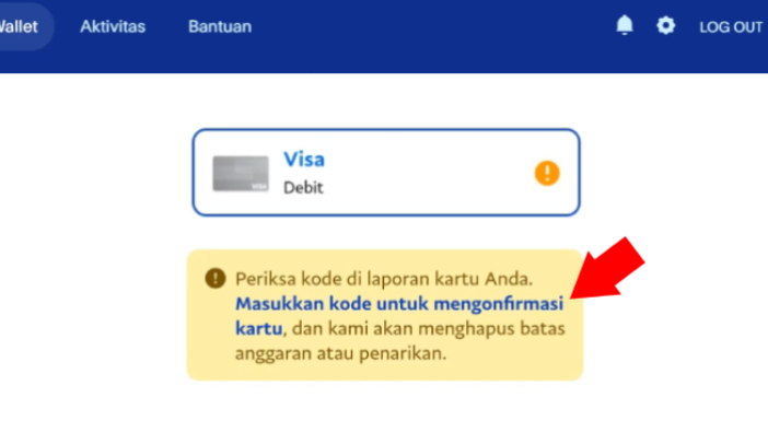 status kartu belum terkonfirmasi di paypal tap masukkan kode