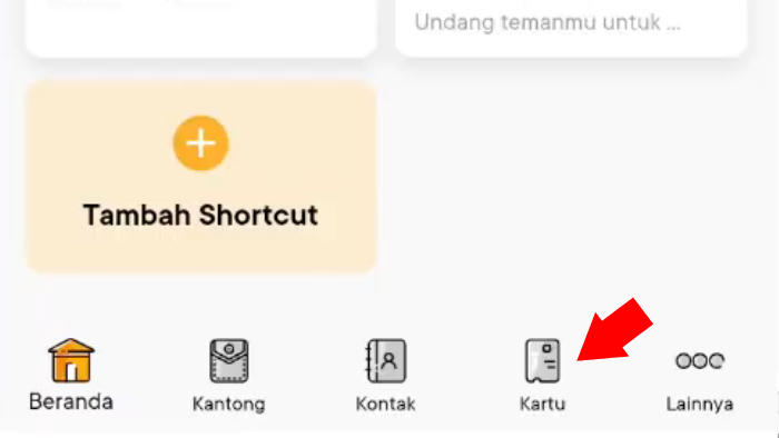 tap menu kartu diaplikasi bank jago