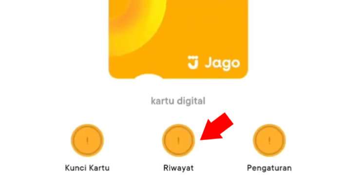 tap menu riwayat di kartu digital bank jago
