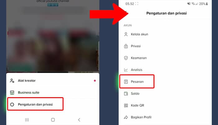 tiktok profile - garis tiga