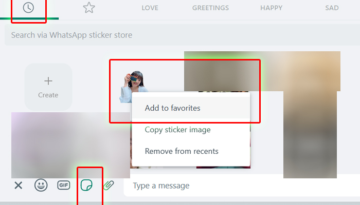 whatsap web sticker add to favorites