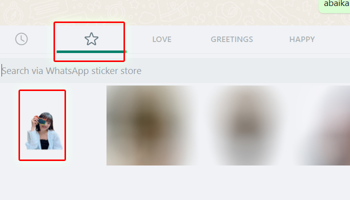whatsapp web sticker favourite