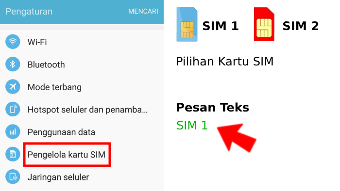 Atur Kartu SIM 1 Sebagai Pengirim SMS