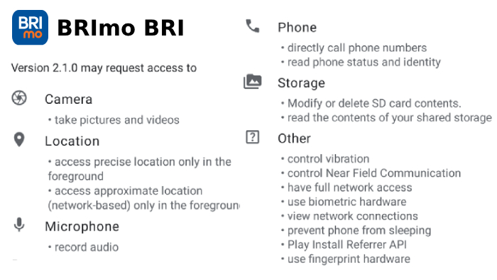 Izinkan Aplikasi BRImo Mengakses Resource Hp