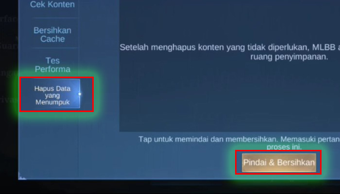 mobile legends hapus data yang menumpuk - pindai dan bersihkan