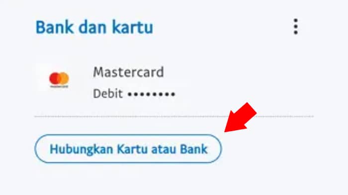 tap Hubungkan Kartu atau Bank