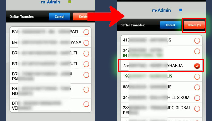 bca mobile daftar transfer - hapus daftar transfer