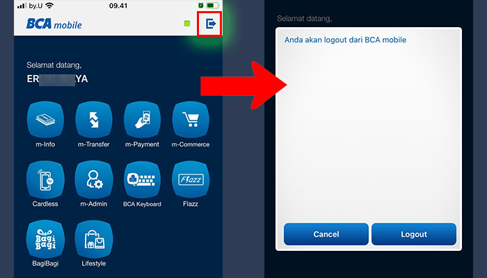 bca mobile logout