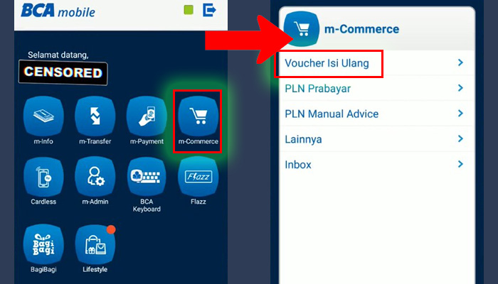 bca mobile m-commerce - voucher isi ulang