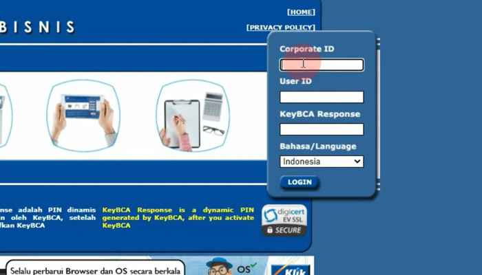klikbca bisnis login corporate