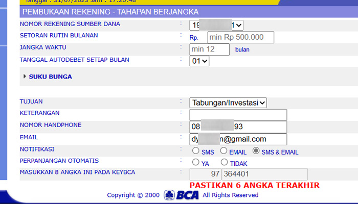 klikbca isi formulir tahapan berjangka