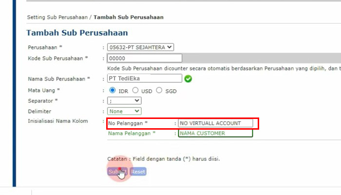 va converter nomor virtual account