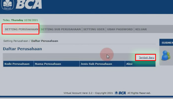 va converter setting perusahaan - tambah baru