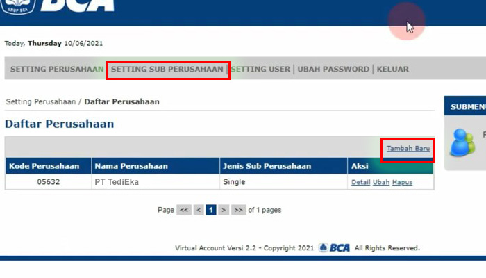 va converter setting sub perusahaan