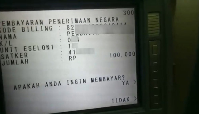 atm bca total tagihan kode billing str