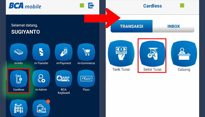 bca mobile cardless - setoran tunai