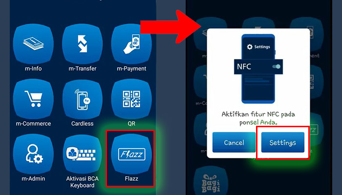 bca mobile flazz - setting